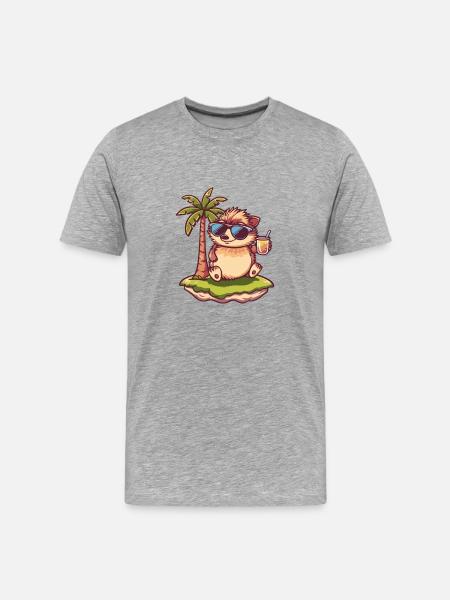 Hedgehog Summer Beach Holiday - Men's Premium Organic T-Shirt - heather grey