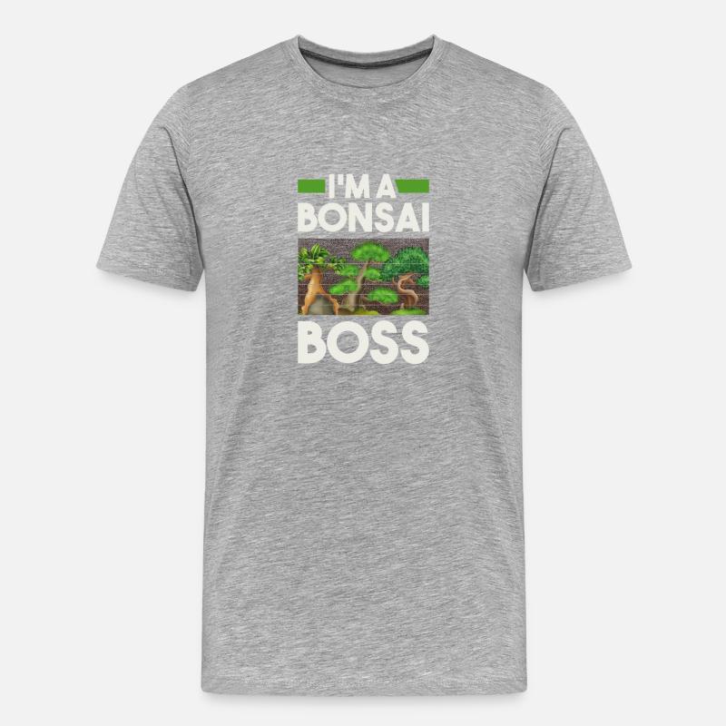 Ich Bin Ein Bonsai-Chef - Männer Premium Bio T-Shirt - Grau meliert