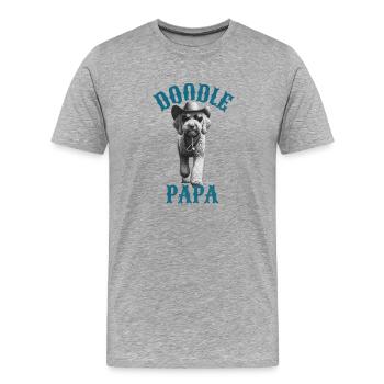 Doodle Papa - Labradoodle Goldendoodle Dad - T-shirt bio Premium Homme - gris chiné - Devant - Damien (186cm)