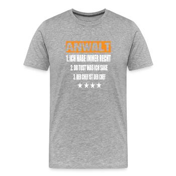 Anwalt - Männer Premium Bio T-Shirt - Grau meliert - Vorne - Damien (186cm)