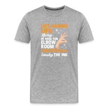 Linkshänder - Männer Premium Bio T-Shirt - Grau meliert - Vorne - Damien (186cm)