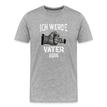 Ich werde Vater 2026 - Männer Premium Bio T-Shirt - Grau meliert - Vorne - Damien (186cm)