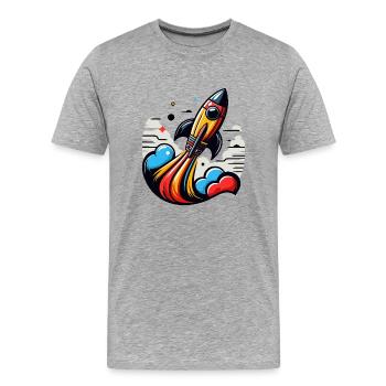 ROCKET - Men's Premium Organic T-Shirt - heather grey - Front - Damien (186cm)