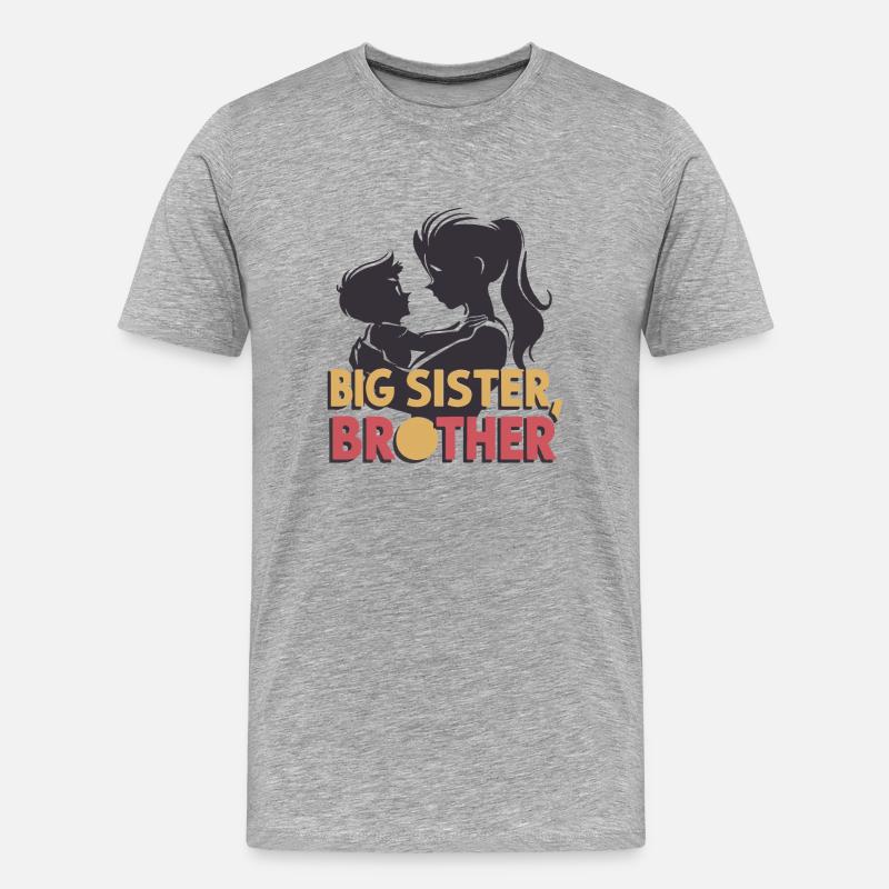GROSSE SCHWESTER BRUDER - Männer Premium Bio T-Shirt - Grau meliert