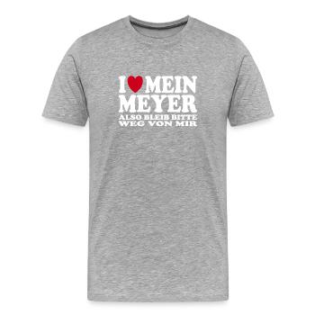 Ich Liebe Mein Meyer Familienname Spruch - Männer Premium Bio T-Shirt - Grau meliert - Vorne - Damien (186cm)