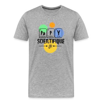 Papy scientifique - T-shirt bio Premium Homme - gris chiné - Devant - Damien (186cm)