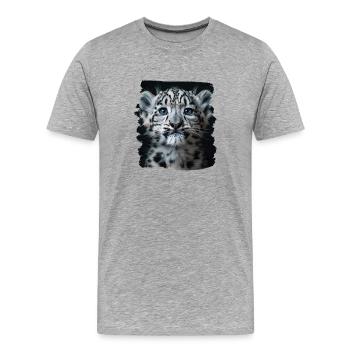 Snow Leopard Schneeleoparden Schneeleopard - Männer Premium Bio T-Shirt - Grau meliert - Vorne - Damien (186cm)