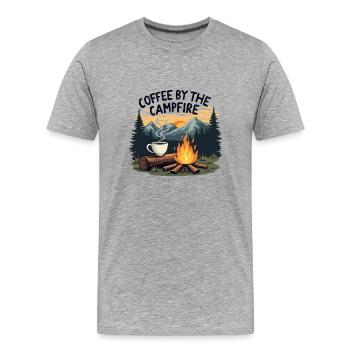 CAFÉ AU COIN DU FEU DE CAMP - T-shirt bio Premium Homme - gris chiné - Devant - Damien (186cm)