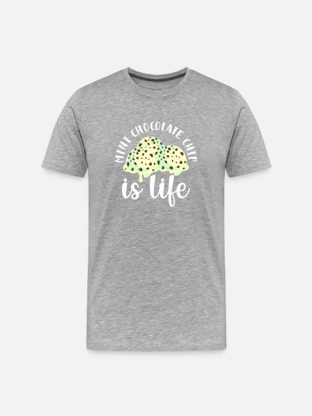 Minz-Schoko-Chip ist Leben - Männer Premium Bio T-Shirt - Grau meliert