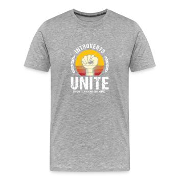 Les introvertis s’unissent séparément dans leur - T-shirt bio Premium Homme - gris chiné - Devant - Damien (186cm)