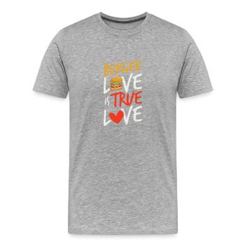 Burger Love Ist Wahre Liebe - Männer Premium Bio T-Shirt - Grau meliert - Vorne - Damien (186cm)
