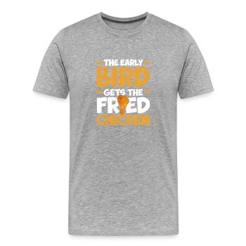 L’oiseau matinal reçoit le poulet rôti - T-shirt bio Premium Homme - gris chiné - Devant - Damien (186cm)