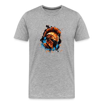 Spartaner Helm - Männer Premium Bio T-Shirt - Grau meliert - Vorne - Damien (186cm)