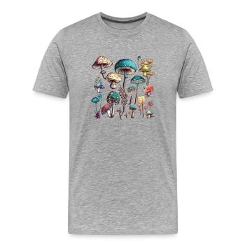 Fantasy-Pilze Illustration Fantasy Mushrooms - Männer Premium Bio T-Shirt - Grau meliert - Vorne - Damien (186cm)