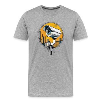 Caméra de sécurité CCTV - T-shirt bio Premium Homme - gris chiné - Devant - Damien (186cm)
