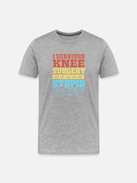Knie Operation - Männer Premium Bio T-Shirt - Grau meliert