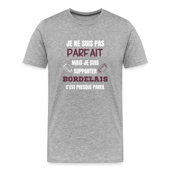 Supporter Bordeaux Parfait Rugby - T-shirt bio Premium Homme - gris chiné - Devant - Damien (186cm)