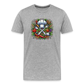 Koch Logo - Männer Premium Bio T-Shirt - Grau meliert - Vorne - Damien (186cm)
