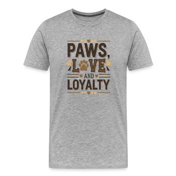 Amour et loyauté avec Little Paws - T-shirt bio Premium Homme - gris chiné - Devant - Damien (186cm)