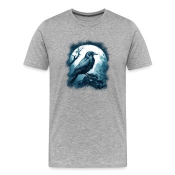 Mystischer Rabe Vor Vollmond Im Mystischen Wald - Männer Premium Bio T-Shirt - Grau meliert - Vorne - Damien (186cm)