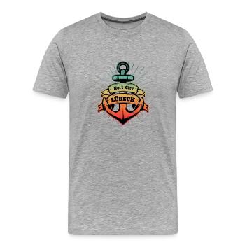 Nordstyle Lübeck Anchor Design n° 1 Ville - T-shirt bio Premium Homme - gris chiné - Devant - Damien (186cm)