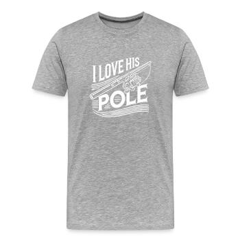 Ich liebe seine Stange - Männer Premium Bio T-Shirt - Grau meliert - Vorne - Damien (186cm)