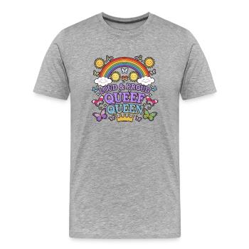 Queef Queen Queefed Humour adulte Queefing - T-shirt bio Premium Homme - gris chiné - Devant - Damien (186cm)