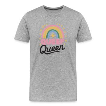 Queef Queen Queefed Humour adulte Queefing - T-shirt bio Premium Homme - gris chiné - Devant - Damien (186cm)