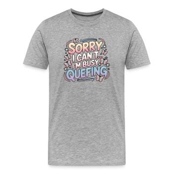 Queef Queen Queefed Humour adulte Queefing - T-shirt bio Premium Homme - gris chiné - Devant - Damien (186cm)