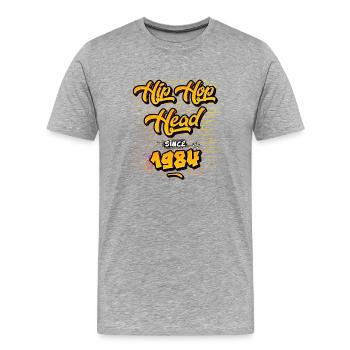Hip-Hop Head seit 1984 - 41 Jahre frische Beats - Männer Premium Bio T-Shirt - Grau meliert - Vorne - Damien (186cm)