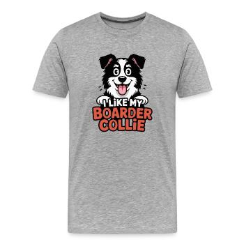 I like my Boarder Collie Hundeliebe - Männer Premium Bio T-Shirt - Grau meliert - Vorne - Damien (186cm)