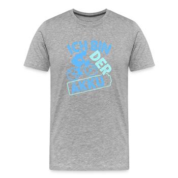 Radfahrer ICH BIN DER AKKU Radeln Lustiges - Männer Premium Bio T-Shirt - Grau meliert - Vorne - Damien (186cm)