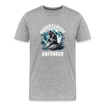 Alpha Wolf FURCHTLOSER ANFÜHRER Lustiges - Männer Premium Bio T-Shirt - Grau meliert - Vorne - Damien (186cm)