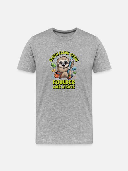 Lustiges Faultier Boulder Design - Männer Premium Bio T-Shirt - Grau meliert
