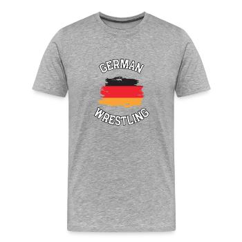 German Wrestling - Männer Premium Bio T-Shirt - Grau meliert - Vorne - Damien (186cm)