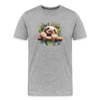 Faultiere Faultier - Männer Premium Bio T-Shirt - Grau meliert - Vorne - Damien (186cm)