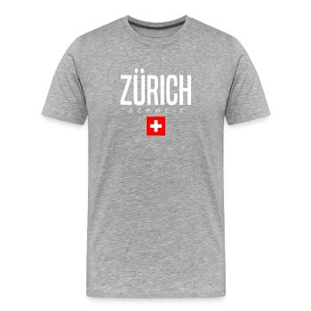 Zürich Schweiz - Männer Premium Bio T-Shirt - Grau meliert - Vorne - Damien (186cm)