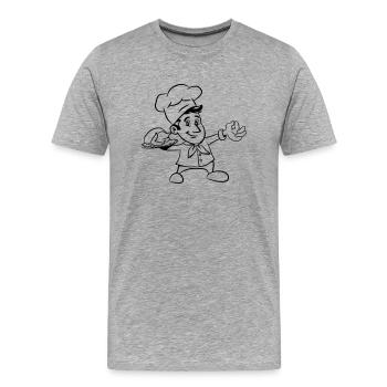 kochen koch hähnchen - Männer Premium Bio T-Shirt - Grau meliert - Vorne - Damien (186cm)