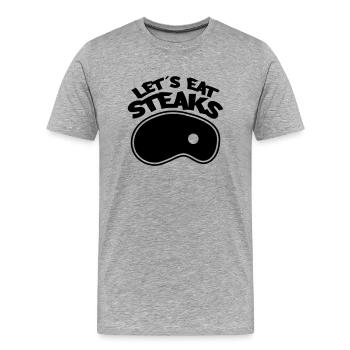 steaks permet de manger 1 - T-shirt bio Premium Homme - gris chiné - Devant - Damien (186cm)