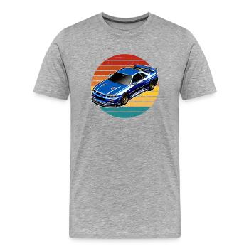 Jdm / Tuning / Turbolader / Felgen / Chiptuning - Männer Premium Bio T-Shirt - Grau meliert - Vorne - Damien (186cm)