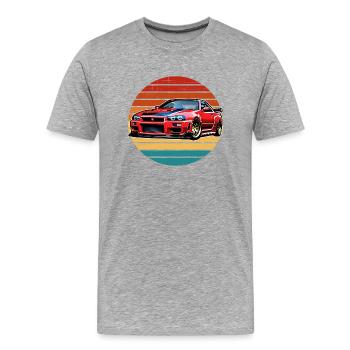 Jdm / Tuning / Turbocompresseur / Jantes / Chiptuning - T-shirt bio Premium Homme - gris chiné - Devant - Damien (186cm)