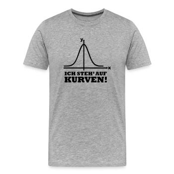 Ich steh auf Kurven! - Männer Premium Bio T-Shirt - Grau meliert - Vorne - Damien (186cm)