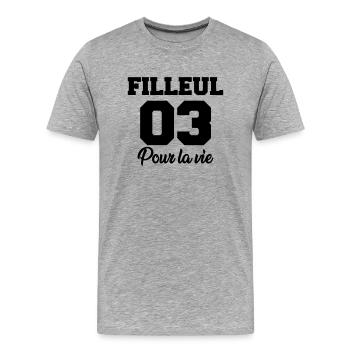 filleul 03 pour la vie - Men's Premium Organic T-Shirt - heather grey - Front - Damien (186cm)