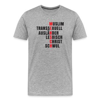 Antirassismus - Mensch - Männer Premium Bio T-Shirt - Grau meliert - Vorne - Damien (186cm)