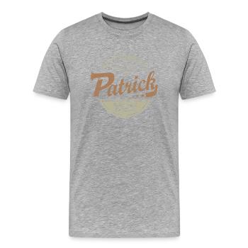 Patrick Name Geschenk Personalisiertes T-Shirt - Männer Premium Bio T-Shirt - Grau meliert - Vorne - Damien (186cm)