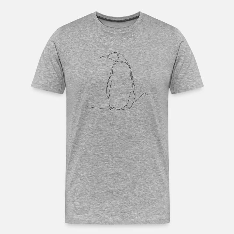 Pinguin Illustration Silhouette Geschenkidee - Männer Premium Bio T-Shirt - Grau meliert