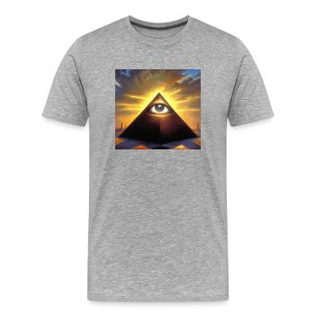 Illuminati Eye in Pyramid - Men's Premium Organic T-Shirt - heather grey - Front - Damien (186cm)