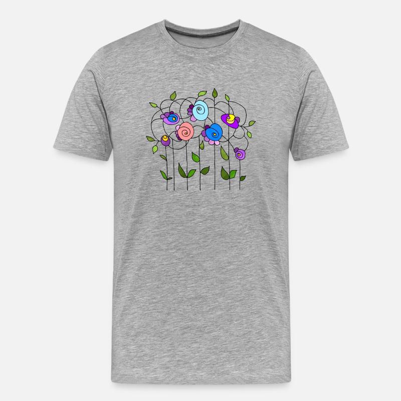 Blumen - Männer Premium Bio T-Shirt - Grau meliert