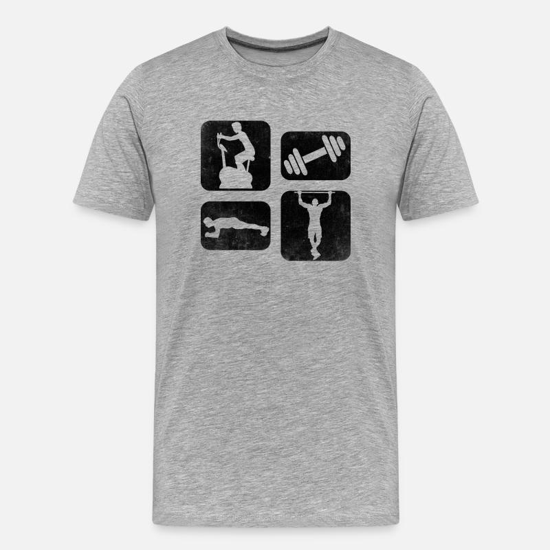 Fitness Gym Training 1 - Männer Premium Bio T-Shirt - Grau meliert