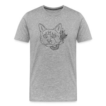 Katze - Männer Premium Bio T-Shirt - Grau meliert - Vorne - Damien (186cm)